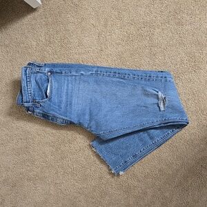Levis 501 Skinny Jeans. Cropped with frayed hem, 31x30